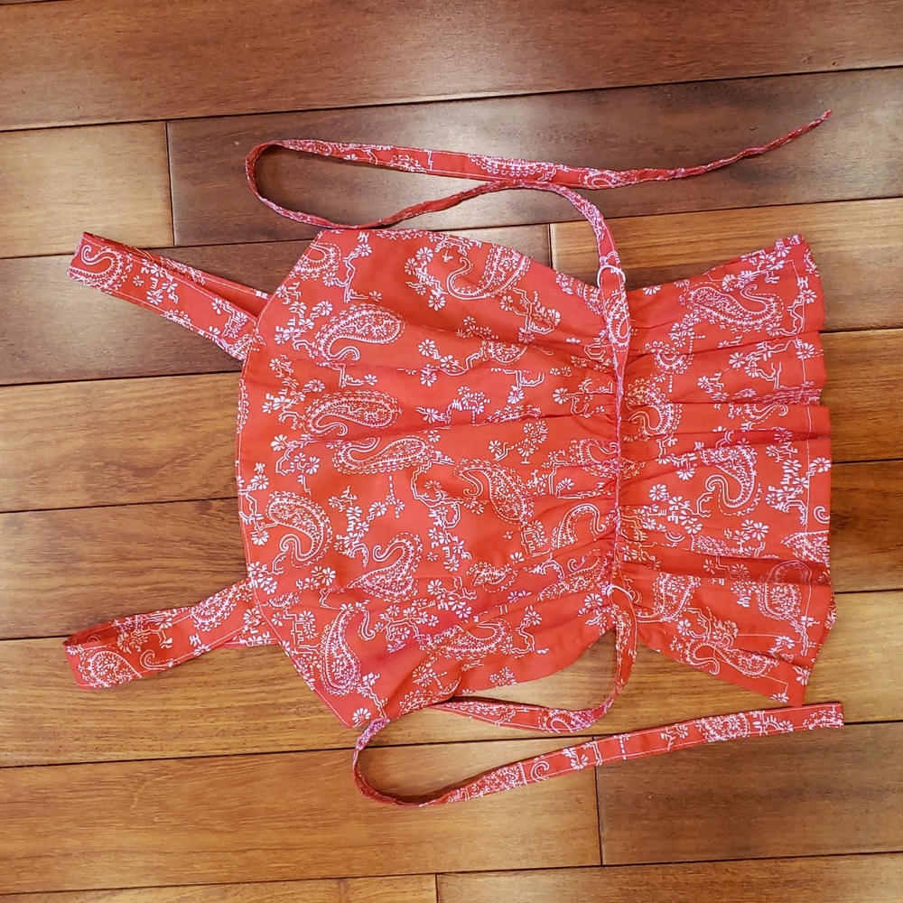Vintage bright orangish red and white handkerchief print tank top.